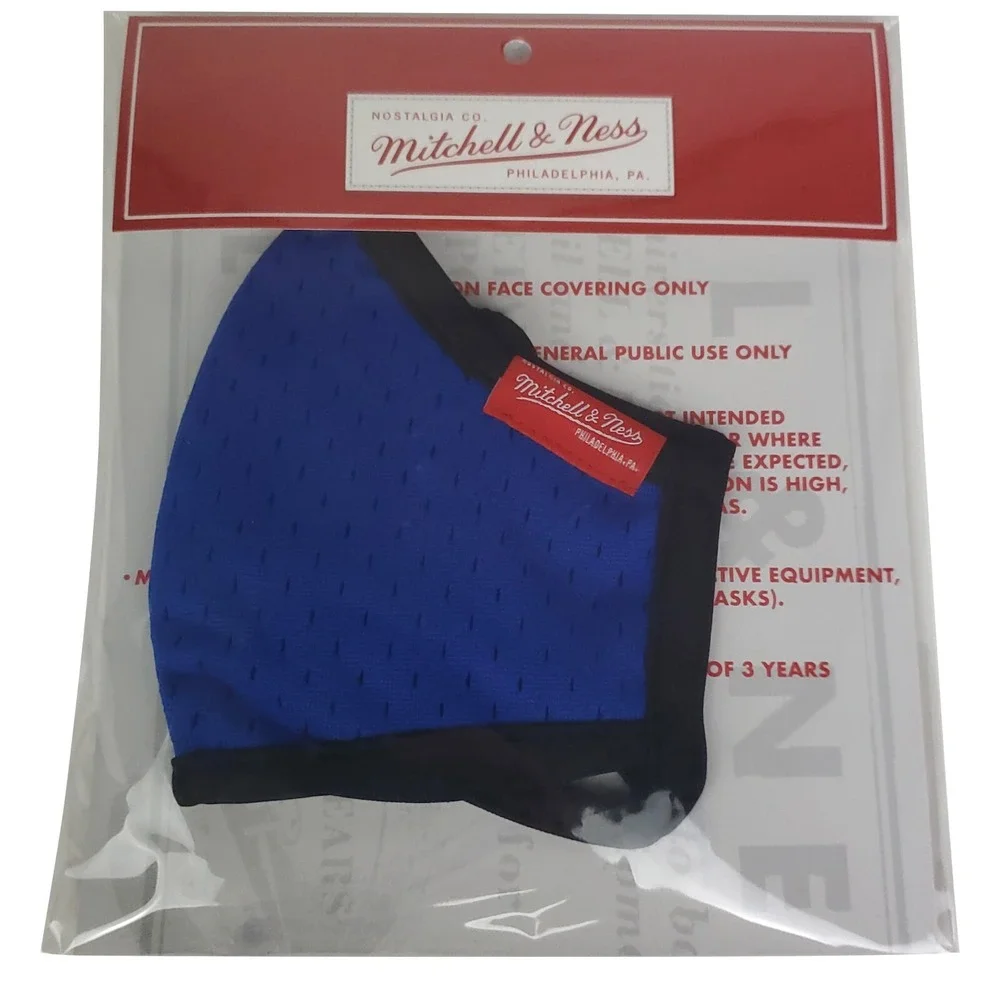 Mitchell & Ness Blue Jersey Face Mask Antibacterial UV Protection Adjustable NWT